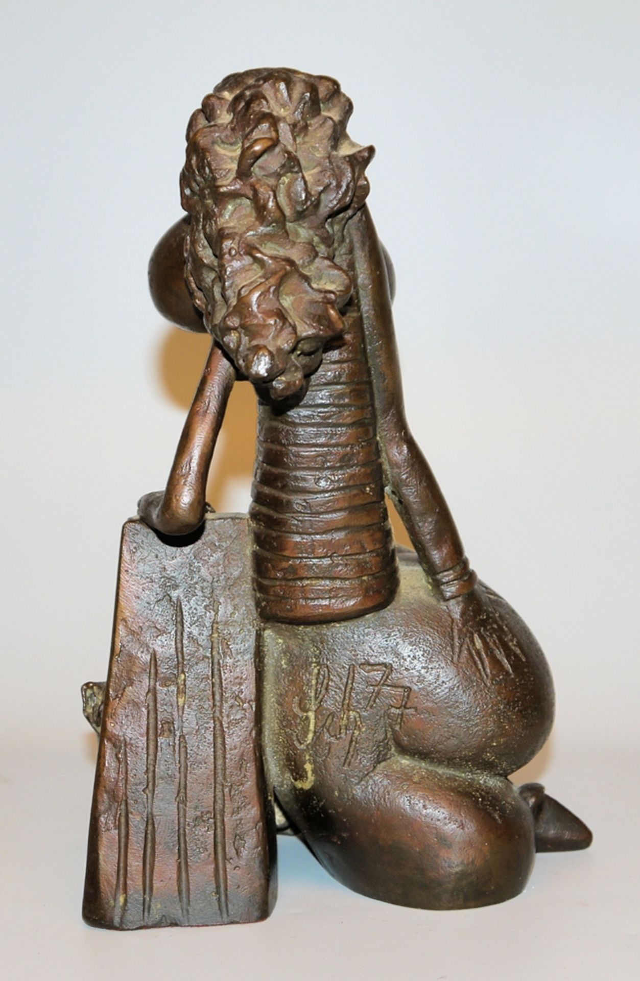 Horst Schöneich, Sitting female nude in a corset, bronze sculpture - Image 4 of 4