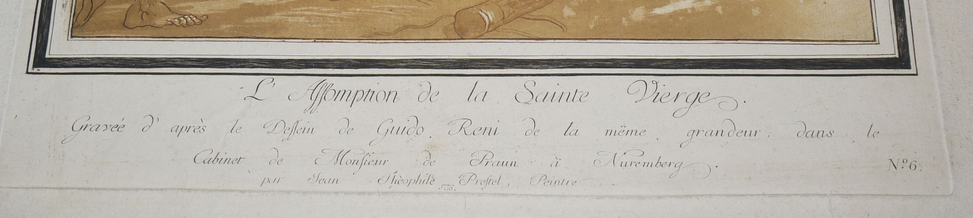 Barocke Zeichnung "Vanitas" um 1750 & Johann Gottlieb Prestel, "L'Assomption de la Sainte Vierge",  - Bild 3 aus 3