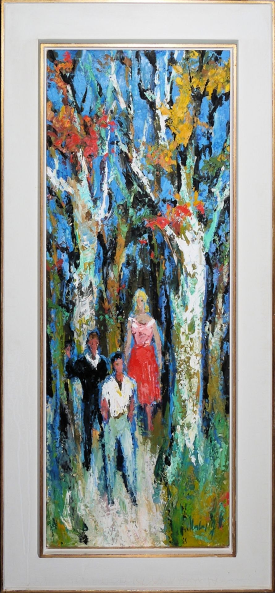 Norbert Gerd Hartmann, Youth in the Park, oil painting from 1963, framed