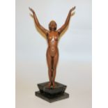 Bildhauer des Art Deco, Sonnenanbeterin, Galvano-Bronze