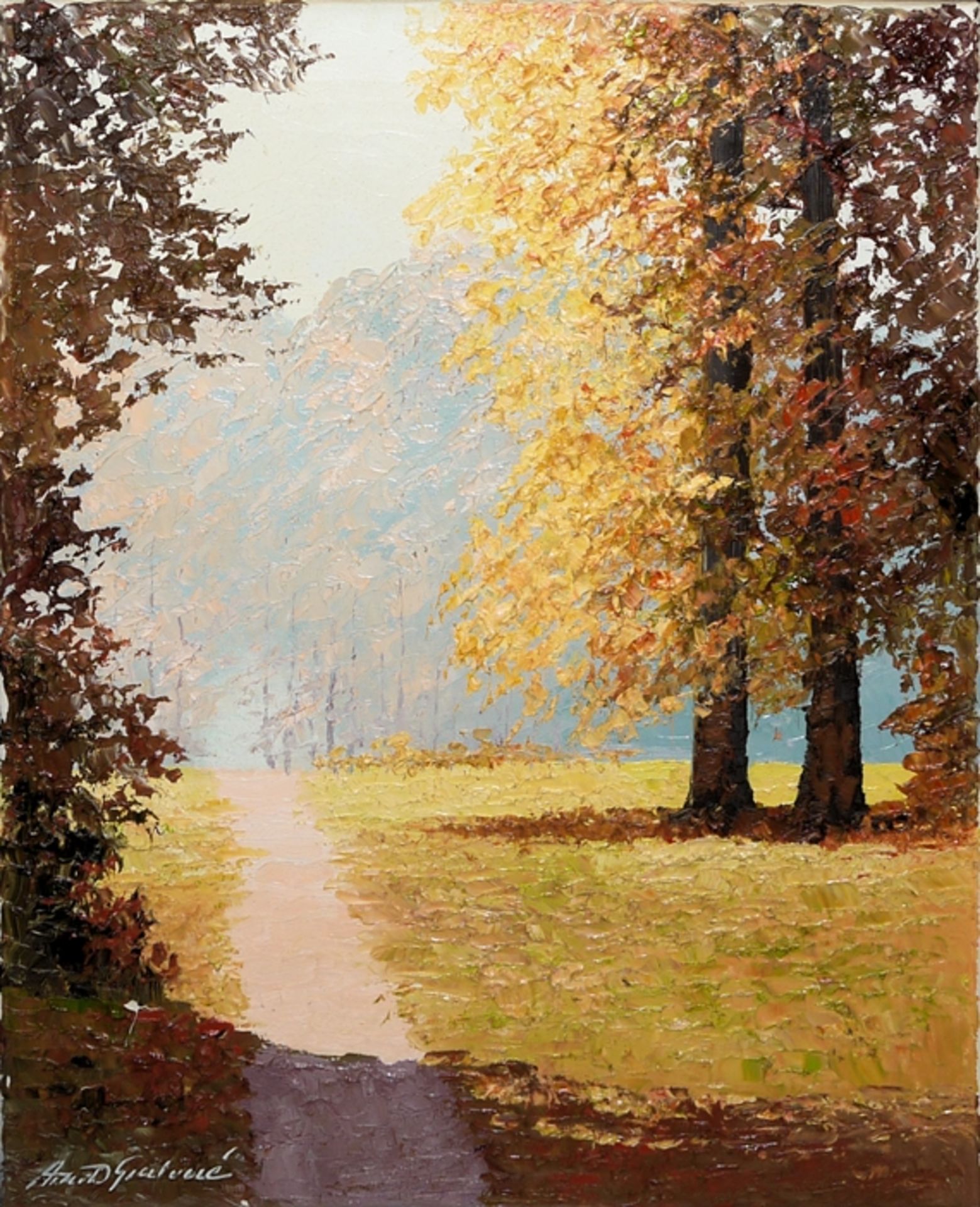 Georg Arnold-Graboné, "Herbst im Englischen Garten", Ölgemälde von 1972, mit Zertifikat