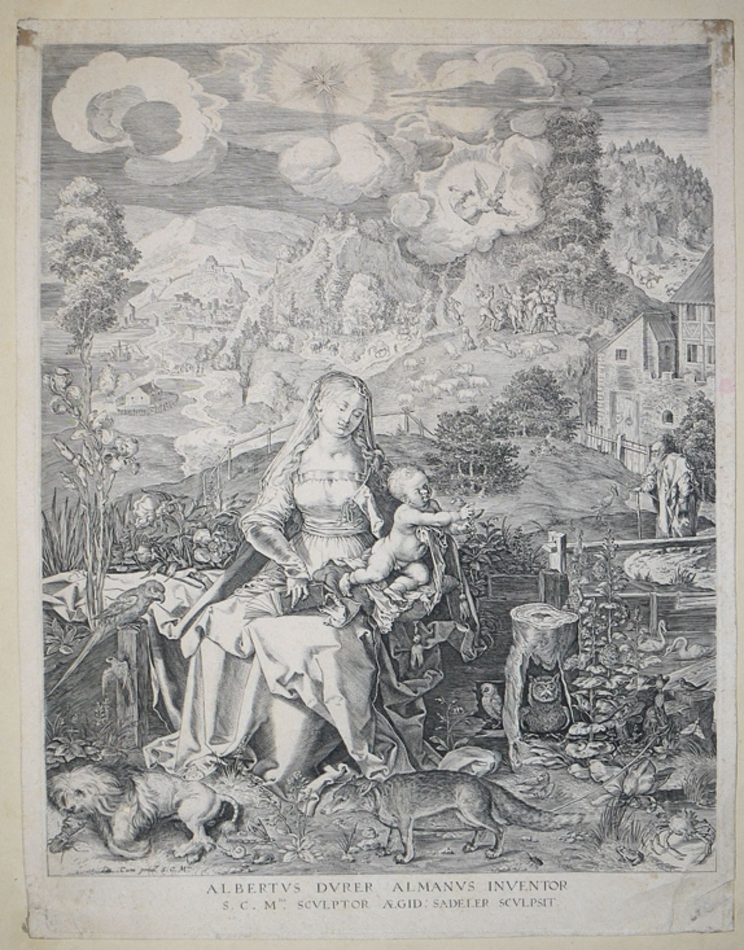 Egidius II Sadeler nach Albrecht Dürer, "Maria und Kind mit einer Vielzahl von Tieren und Pflanzen" - Bild 5 aus 5