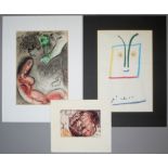 Marc Chagall, Pablo Picasso und Horst Janssen, drei Graphiken