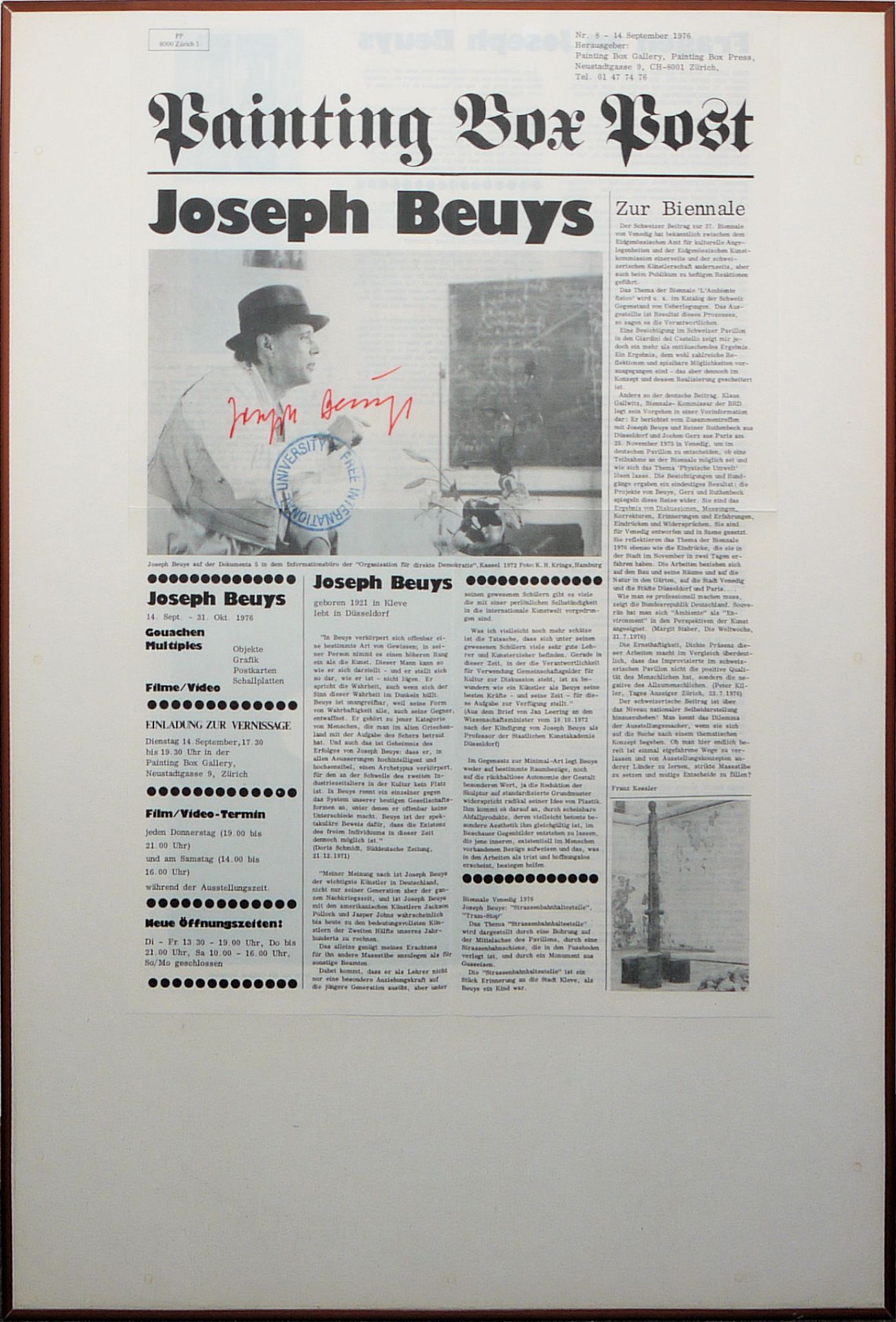Joseph Beuys, Painting Box Post, Offset von 1976, signiert und gestempelt