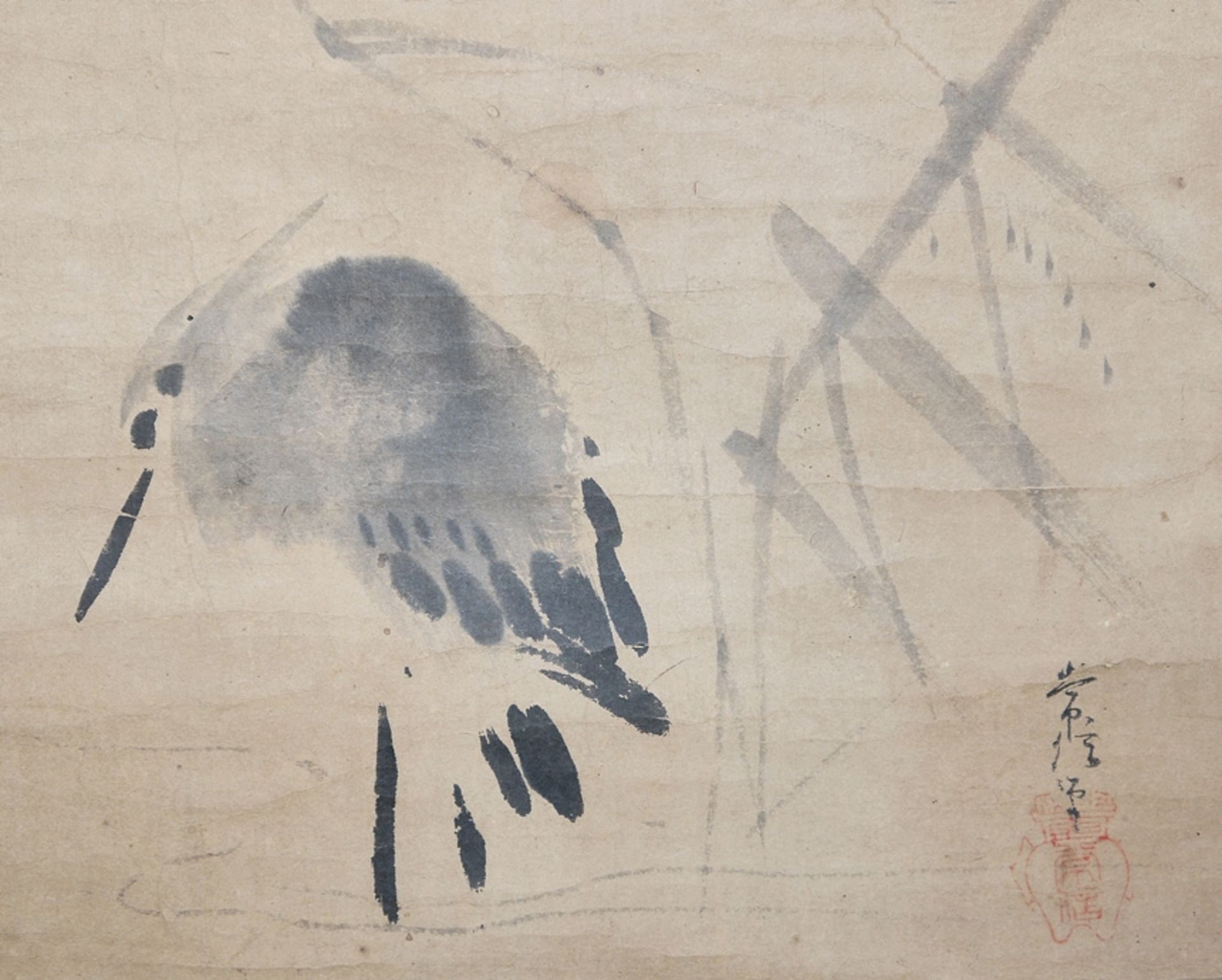 Tsunenobu Kano, Reiher, Tuschemalerei der japanischen Edo-Zeit - Bild 2 aus 3