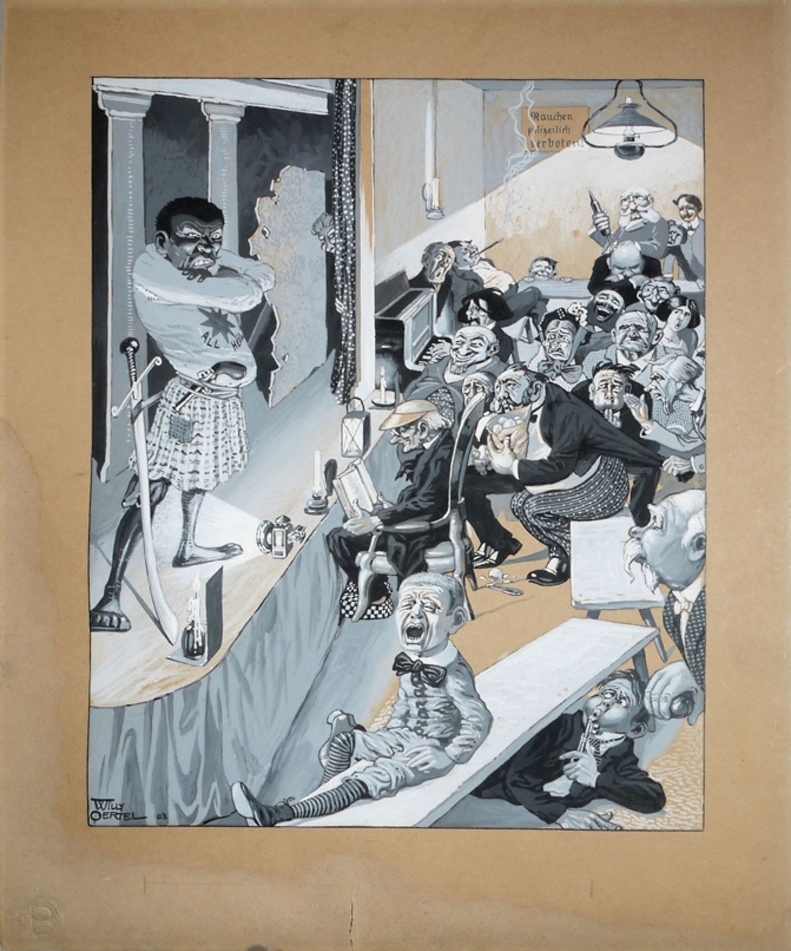 Willi Richard Oertel, Cabaret, watercolour from 1903 & Otolia Kraszewska, Mephisto, ink from 1892 - Image 4 of 4