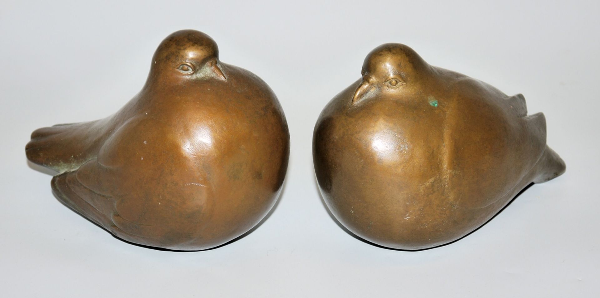 JJ monogrammed, pair of cubic-abstract doves, bronze sculptures c. 1950/60