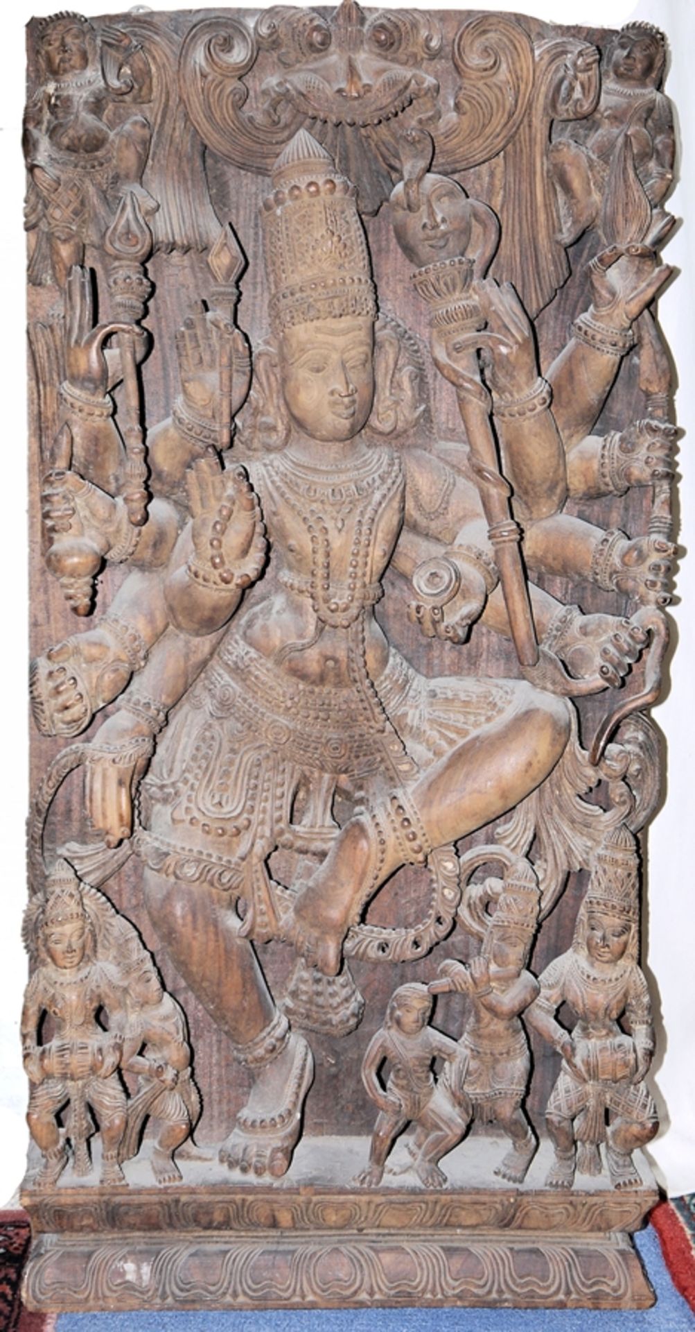 The god Shiva as a dancer, large relief carving, South India 20th century