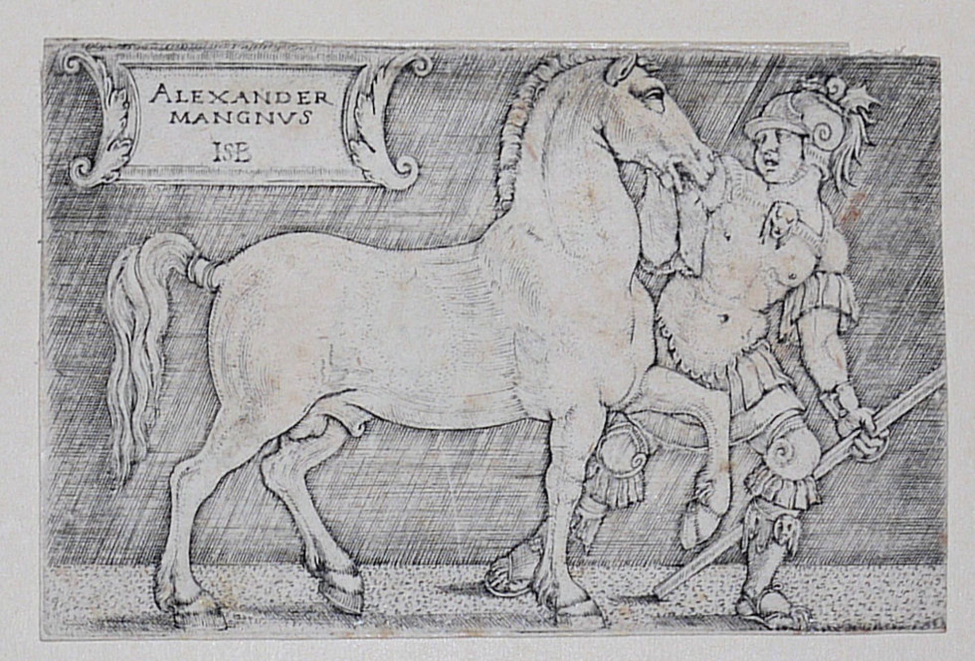 Hans Sebald Beham, Trajans Gerechtigkeit & Alexander Magnus, Kupferstich von 1537 / Radierung um 15