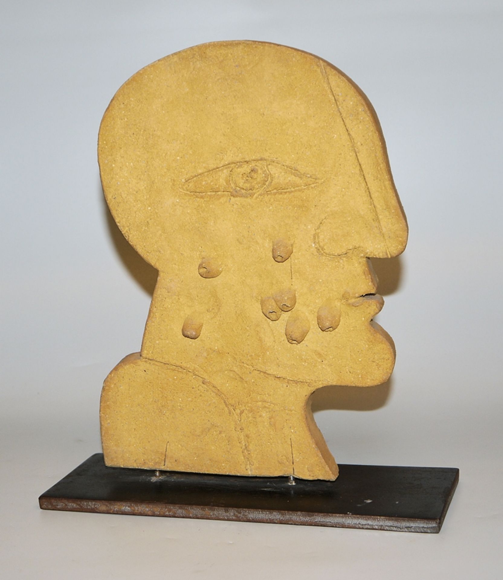 Horst Antes, "Small head with pustules", ochre-coloured body, unique piece from 1971