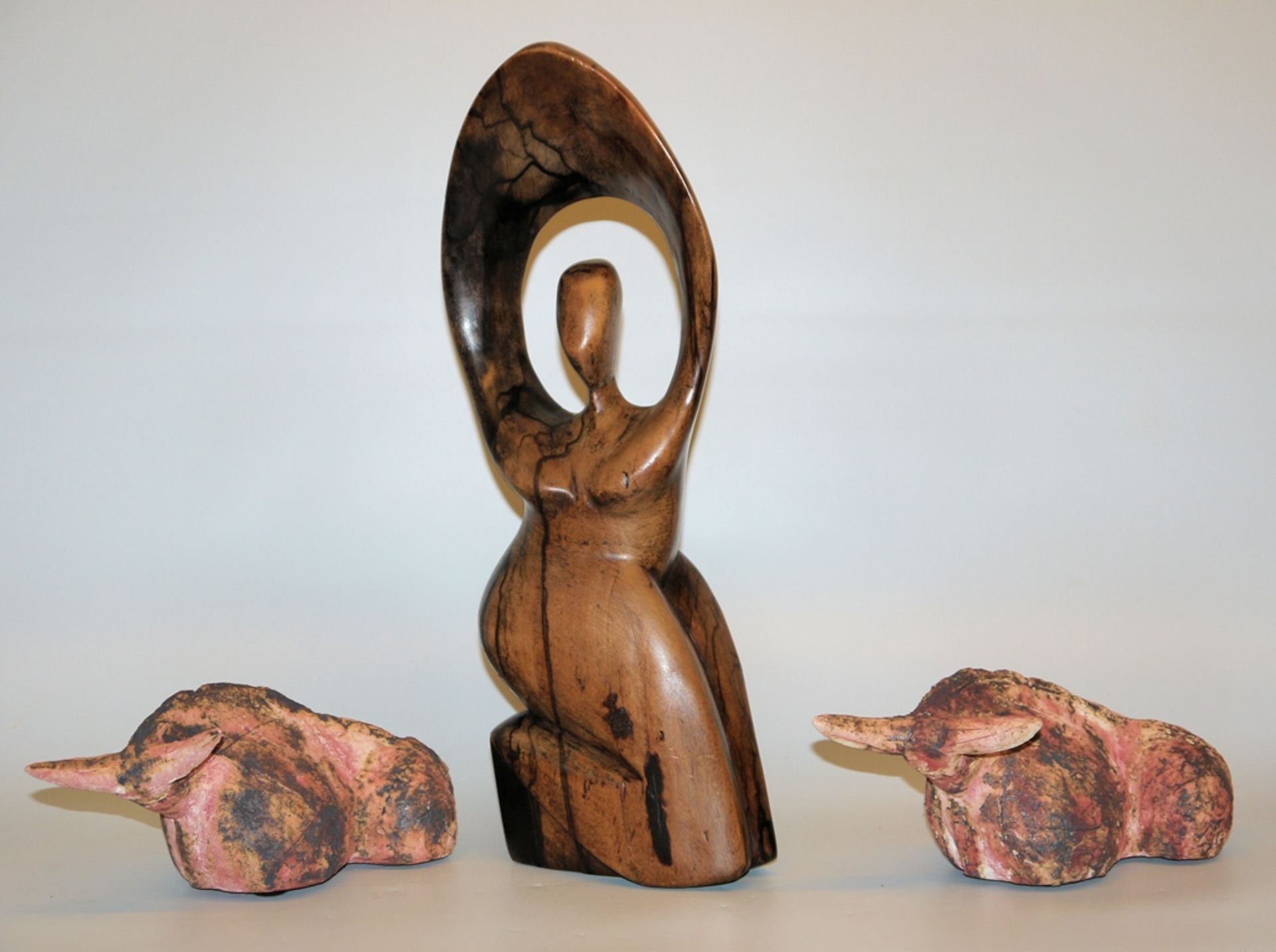 Martha Heendorf, Bulls, 2 Terracotta Sculptures & Sculptor, Nude, Wooden Sculpture