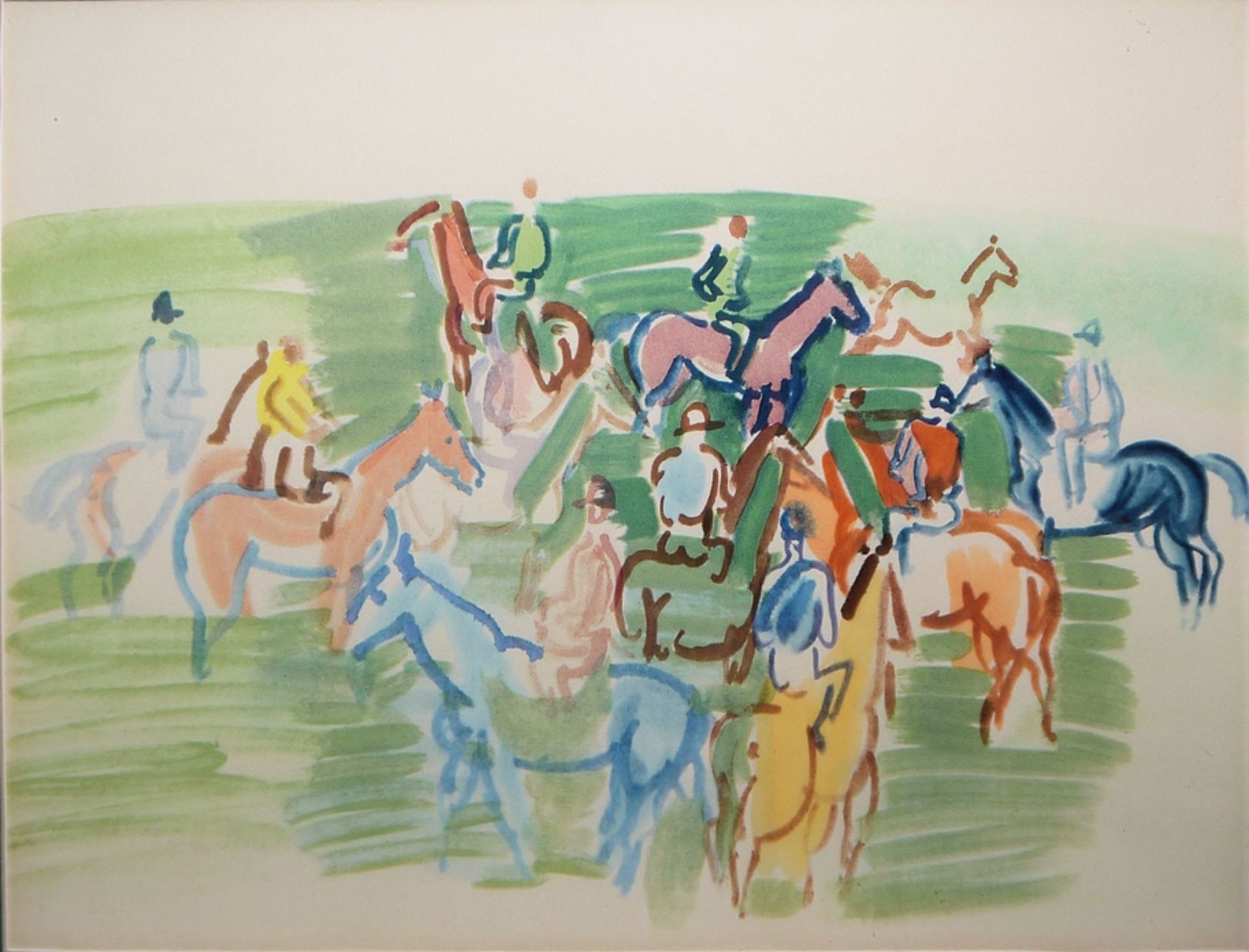 Raoul Dufy, "Paddock" (Riders in a Paddock), colour lithograph, framed - Image 2 of 2