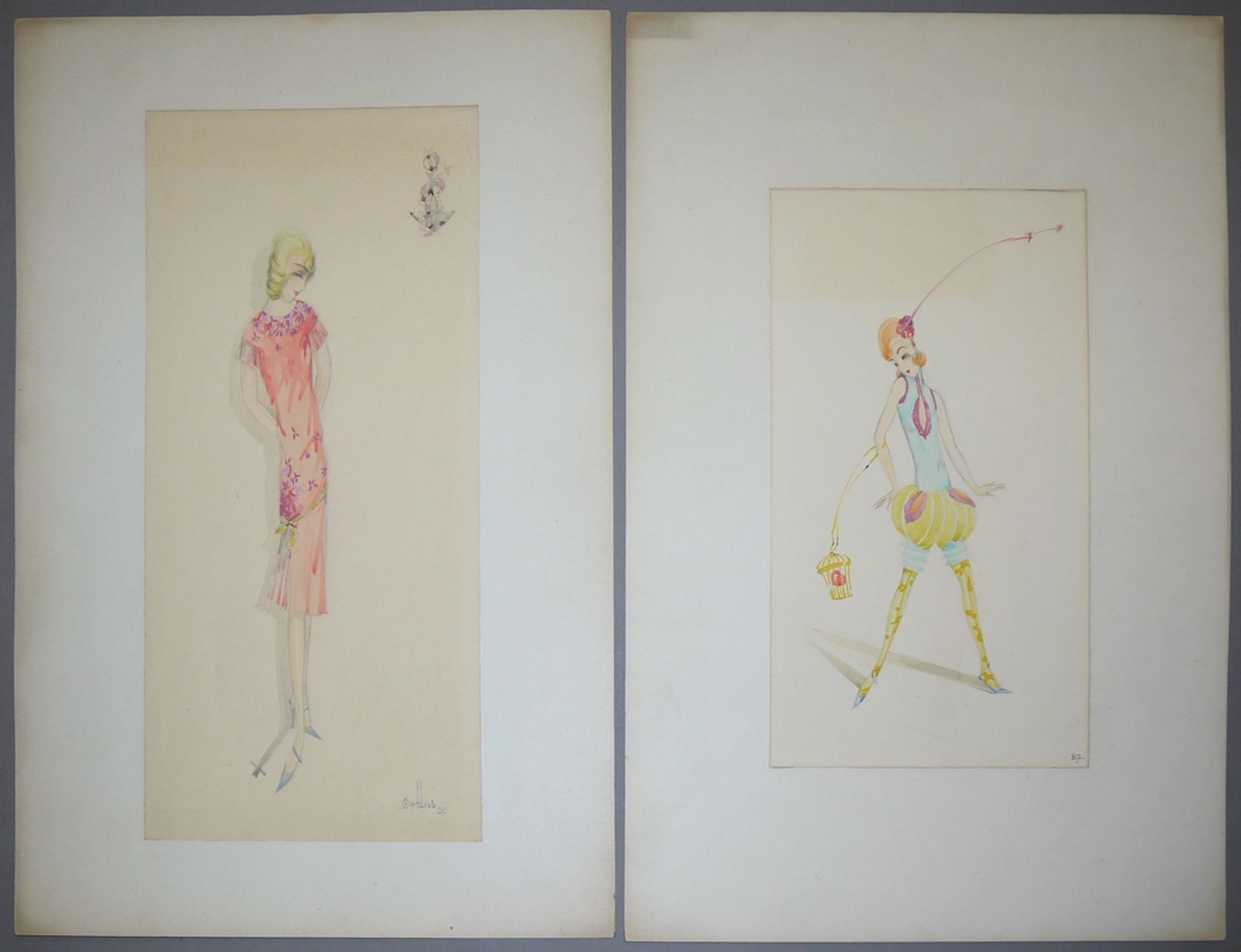Margot Ortlieb, Six large, masterly fashion drawings of the 1920s - Image 4 of 4