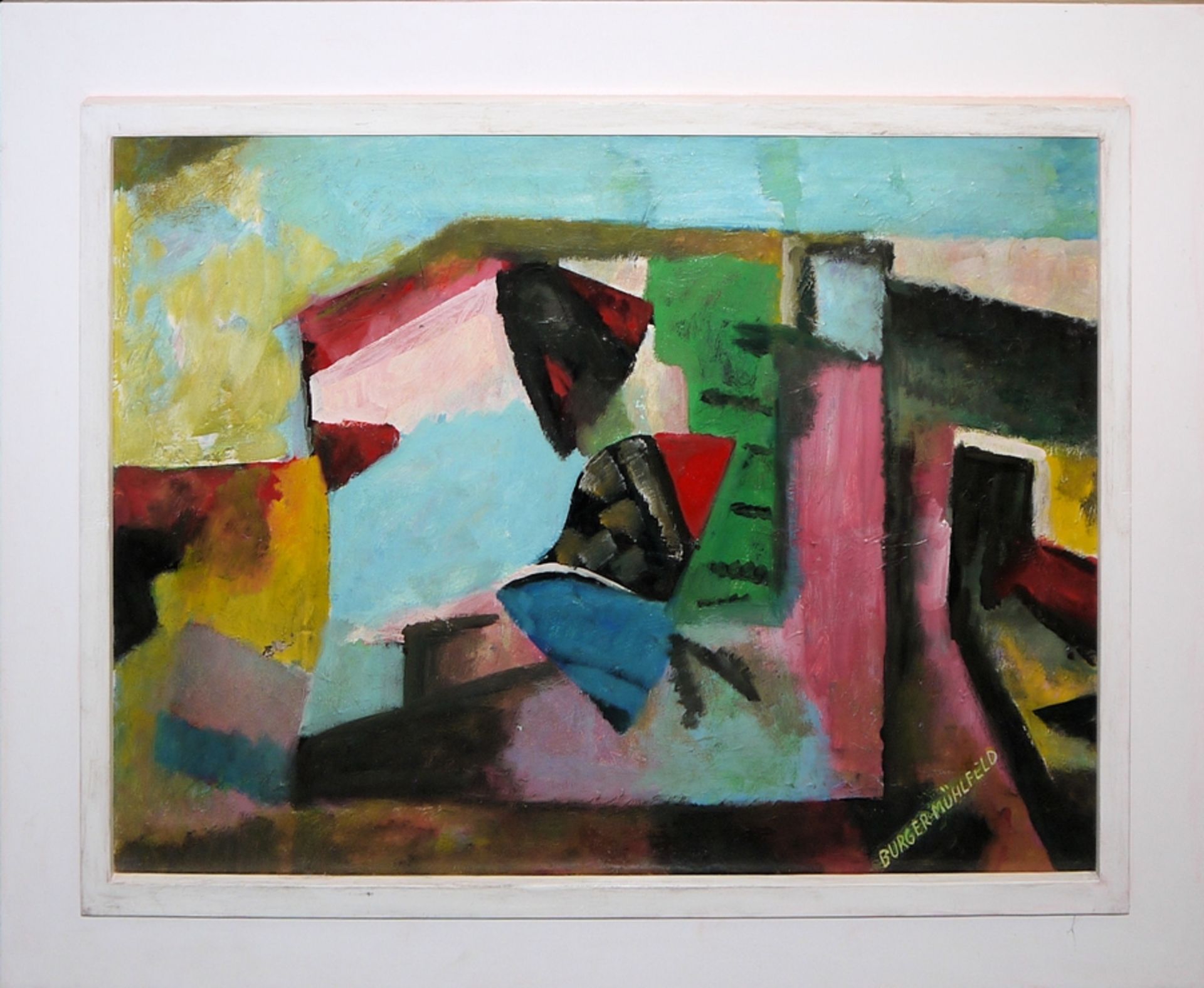 Fritz Burger-Mühlfeld, Large Abstraction, oil painting c. 1940/50, framed