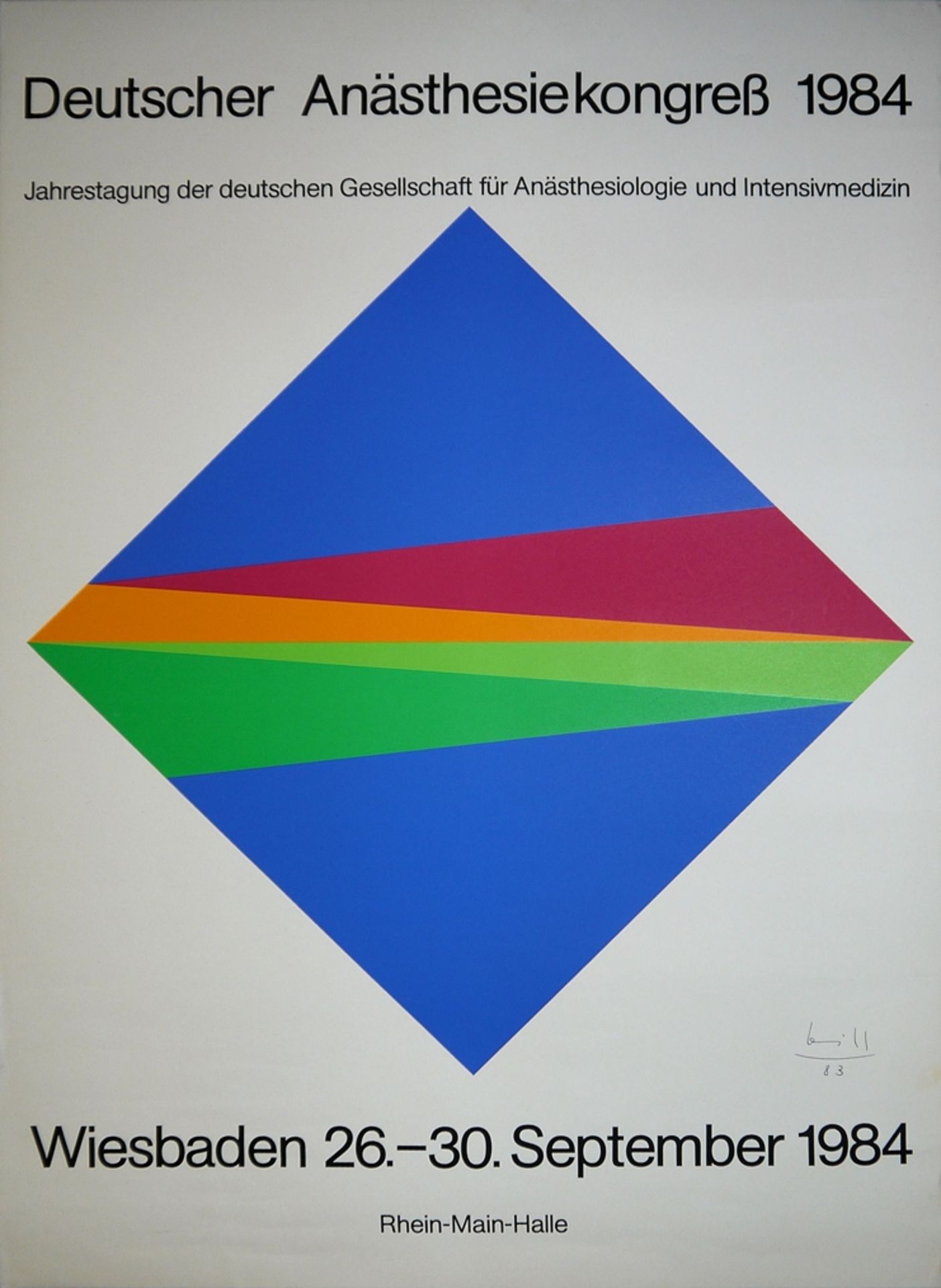 Max Bill, signiertes Ausstellungsplakat mit Serigraphie von 1983/84