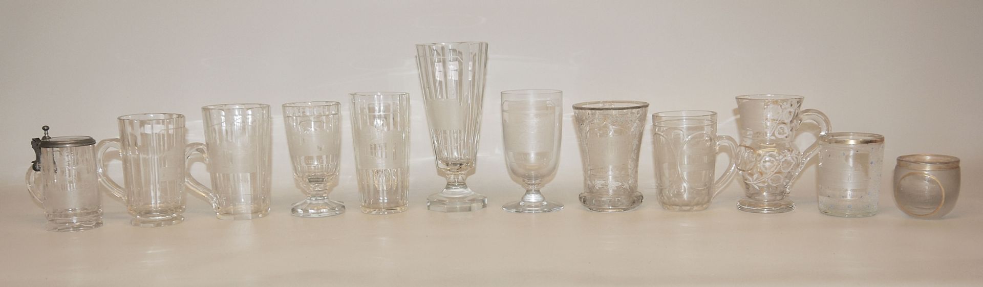 12 view and spa glasses, Bohemia, 1840-80