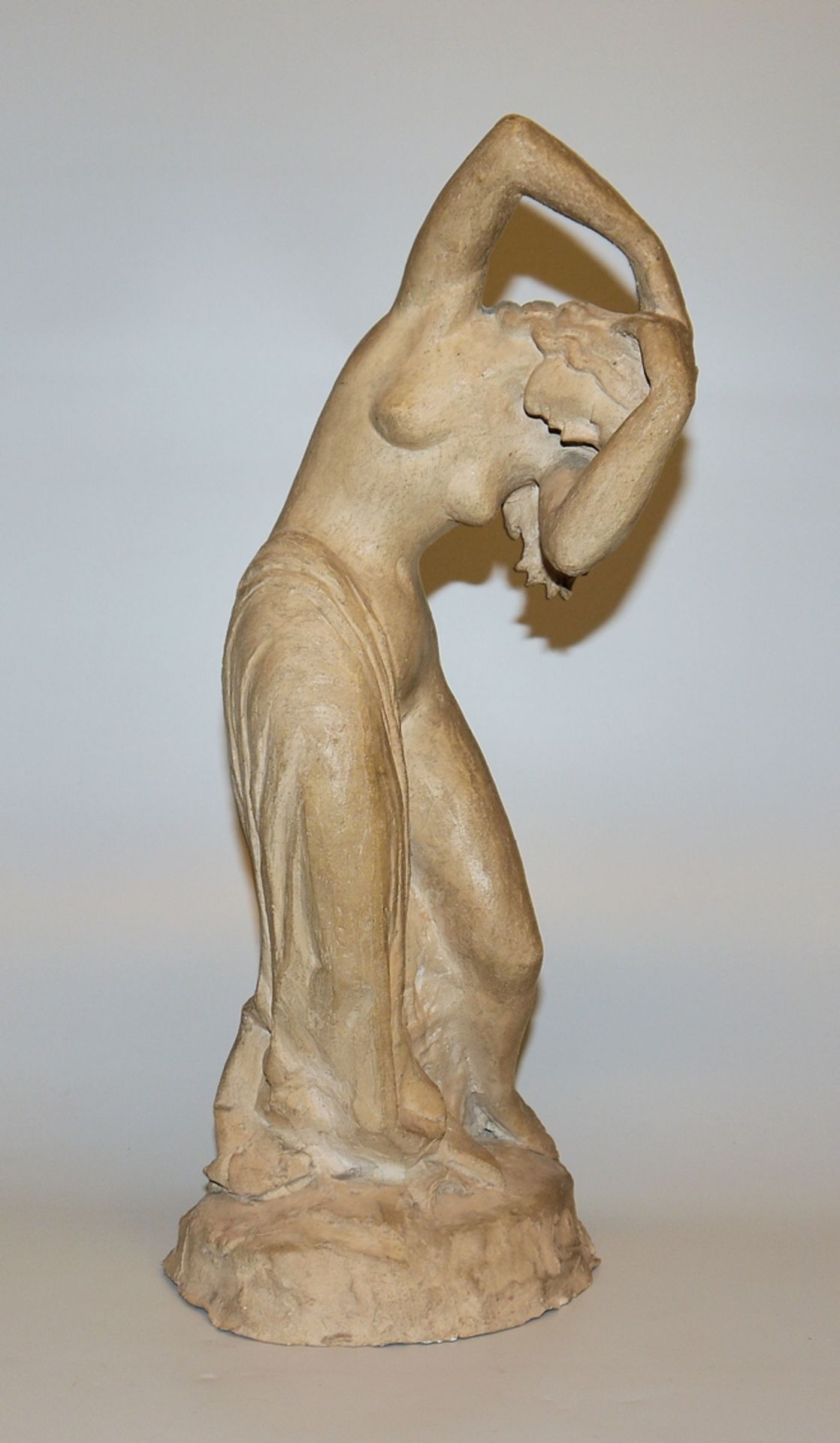 Igor von Jakimow, female nude, fixing her hair, sign. Ceramic sculpture of the 1920s, unique