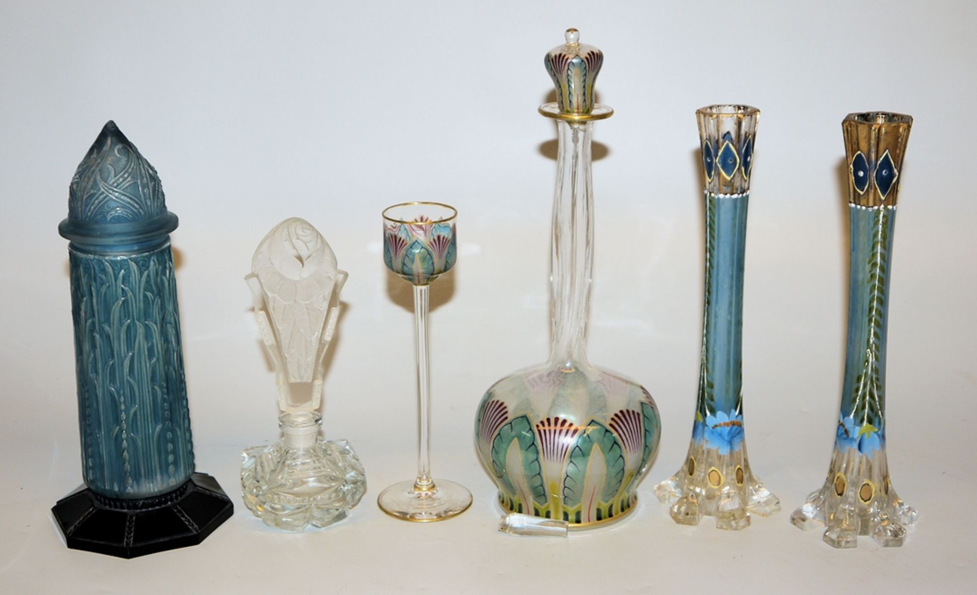 Six luxury glasses of Art Nouveau and Art Deco