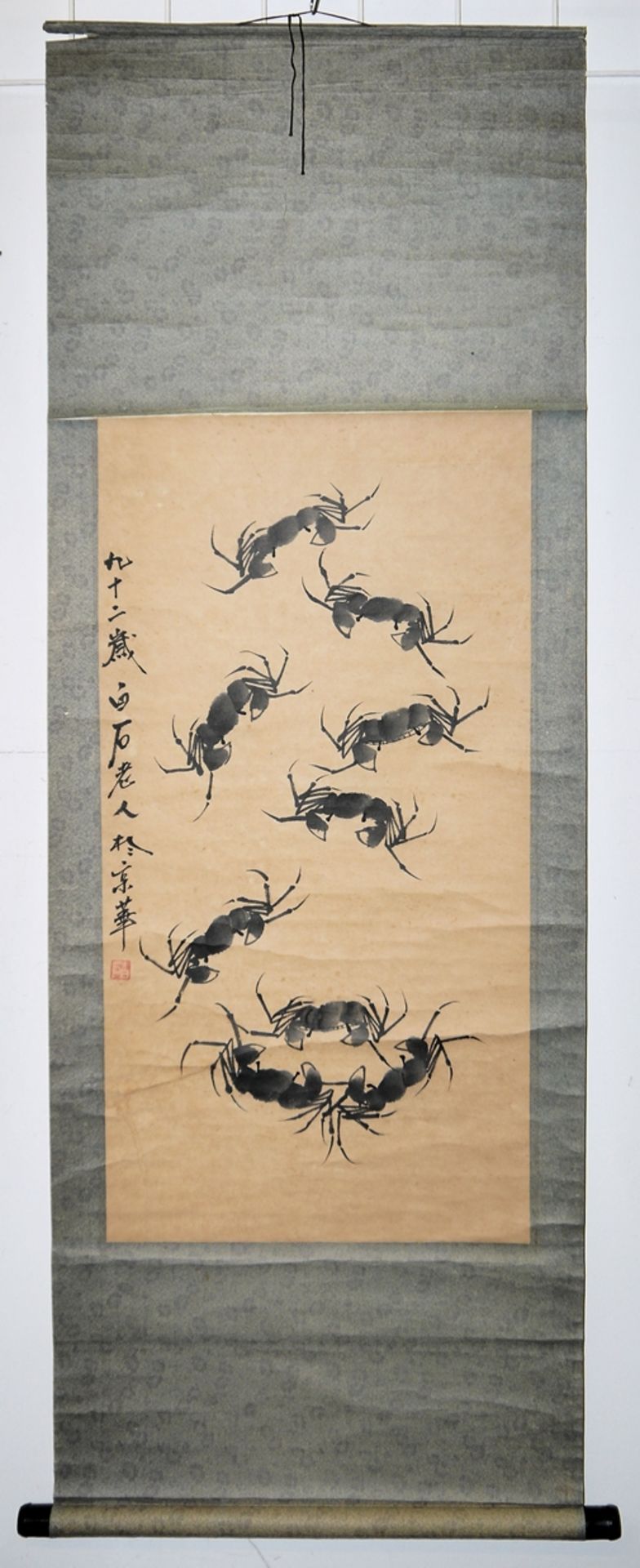 Lin Zongji, Nine Crabs, ink painting, China 20th century