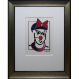 Otmar Alt, Clown, signierte Zeichnung/Mischtechnik von 2005, galeriegerahmt