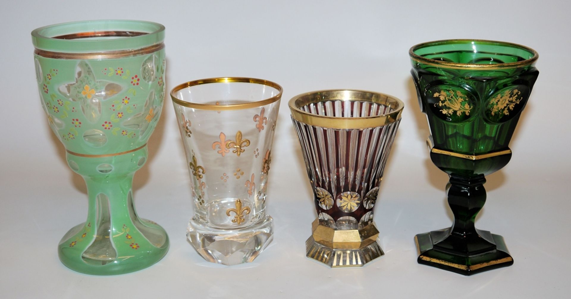 Four glasses of the Biedermeier period, 1840-60