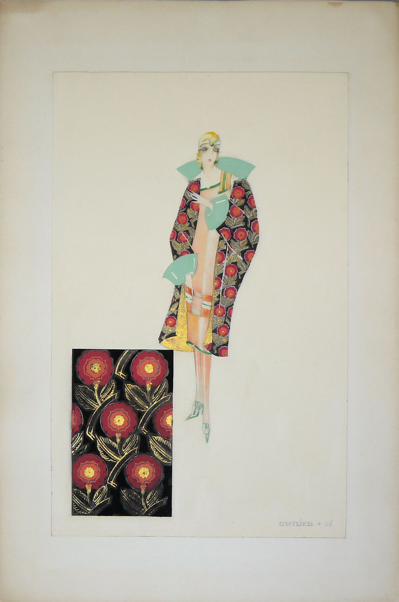 Margot Ortlieb, Six large, masterly fashion drawings of the 1920s