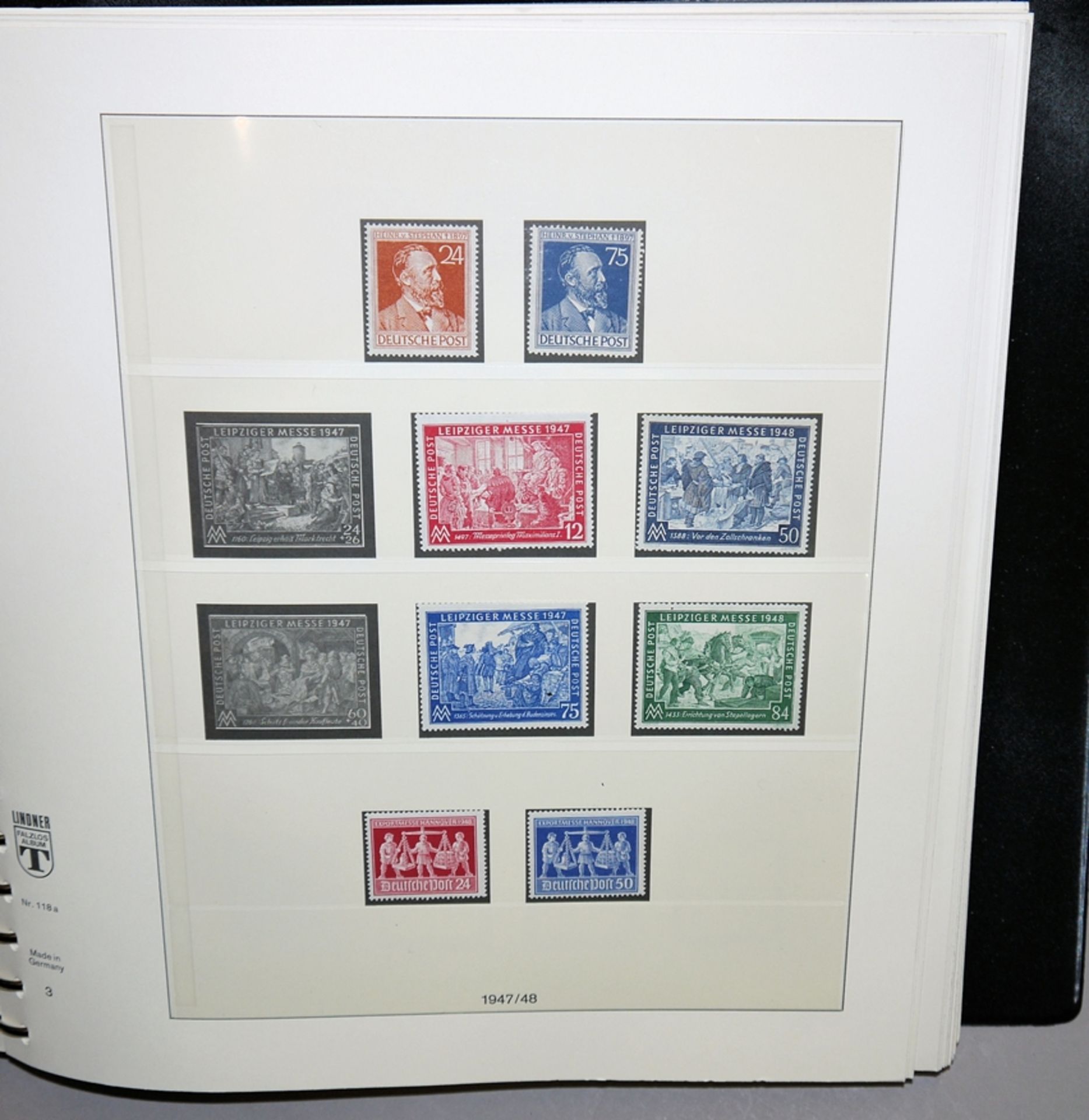 Matured stamp collection Bund / Berlin in 5 Lindner-Falzlos albums