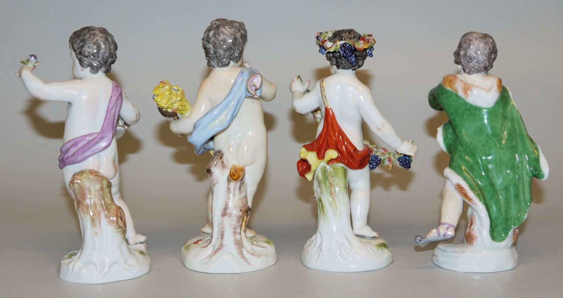 Four porcelain sculptures of putti "Four Seasons", Meissen, 1st choice - Image 2 of 2