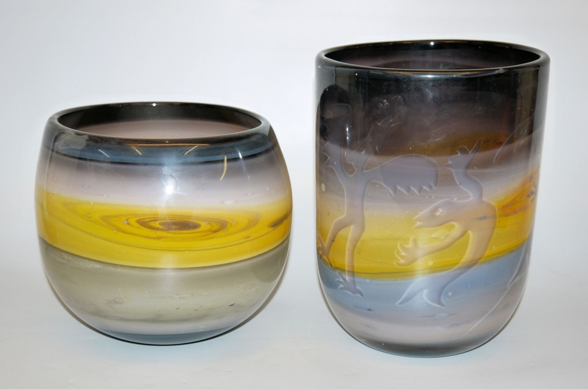 Theodor Sellner, two large glass vases from 1983