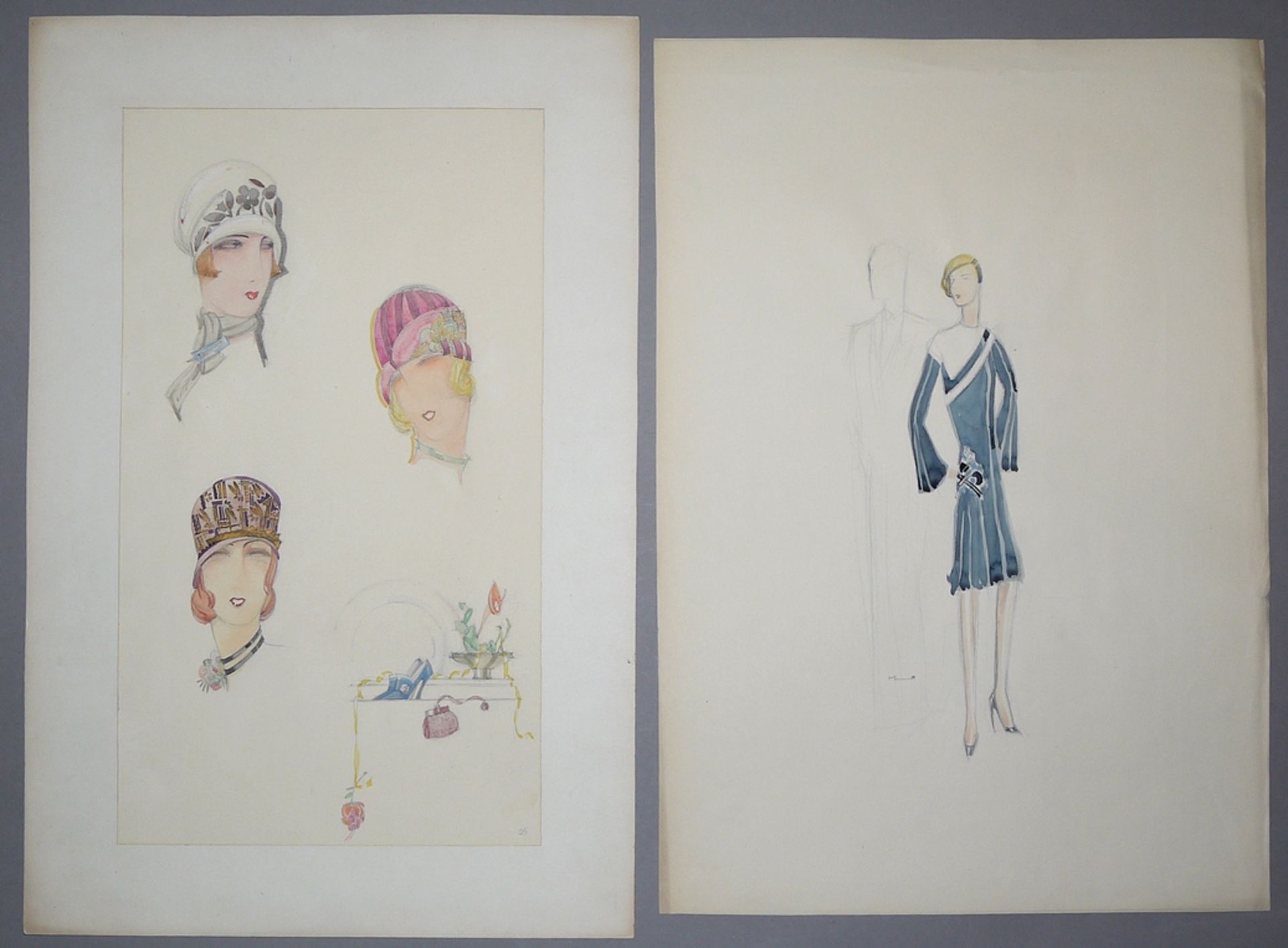 Margot Ortlieb, Six large, masterly fashion drawings of the 1920s - Image 2 of 4