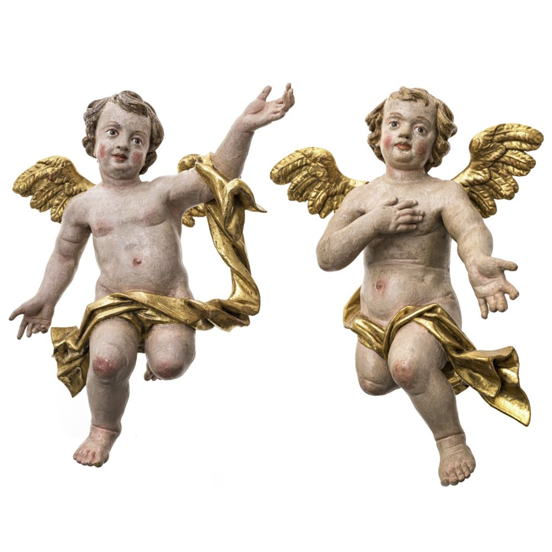 Zwei Engel mit Tuchdraperie