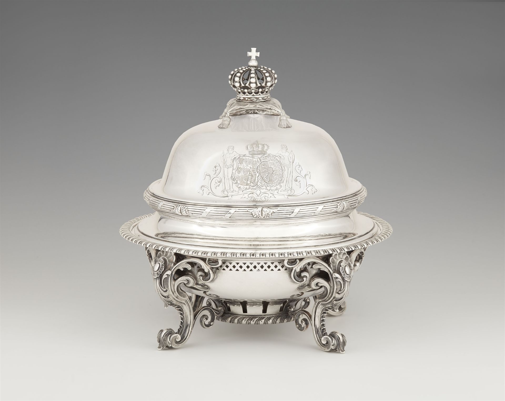 A silver rechaud and cloche made for Prince Frederick William and Princess Victoria of Prussia