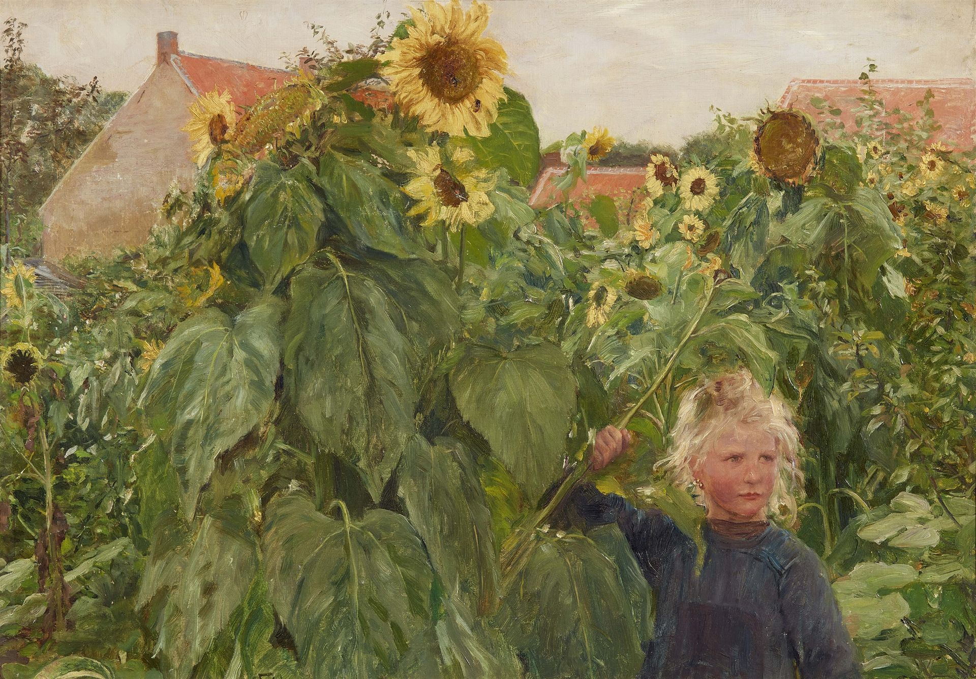 Franz Skarbina, Blonde Girl in a Sunflower Bed