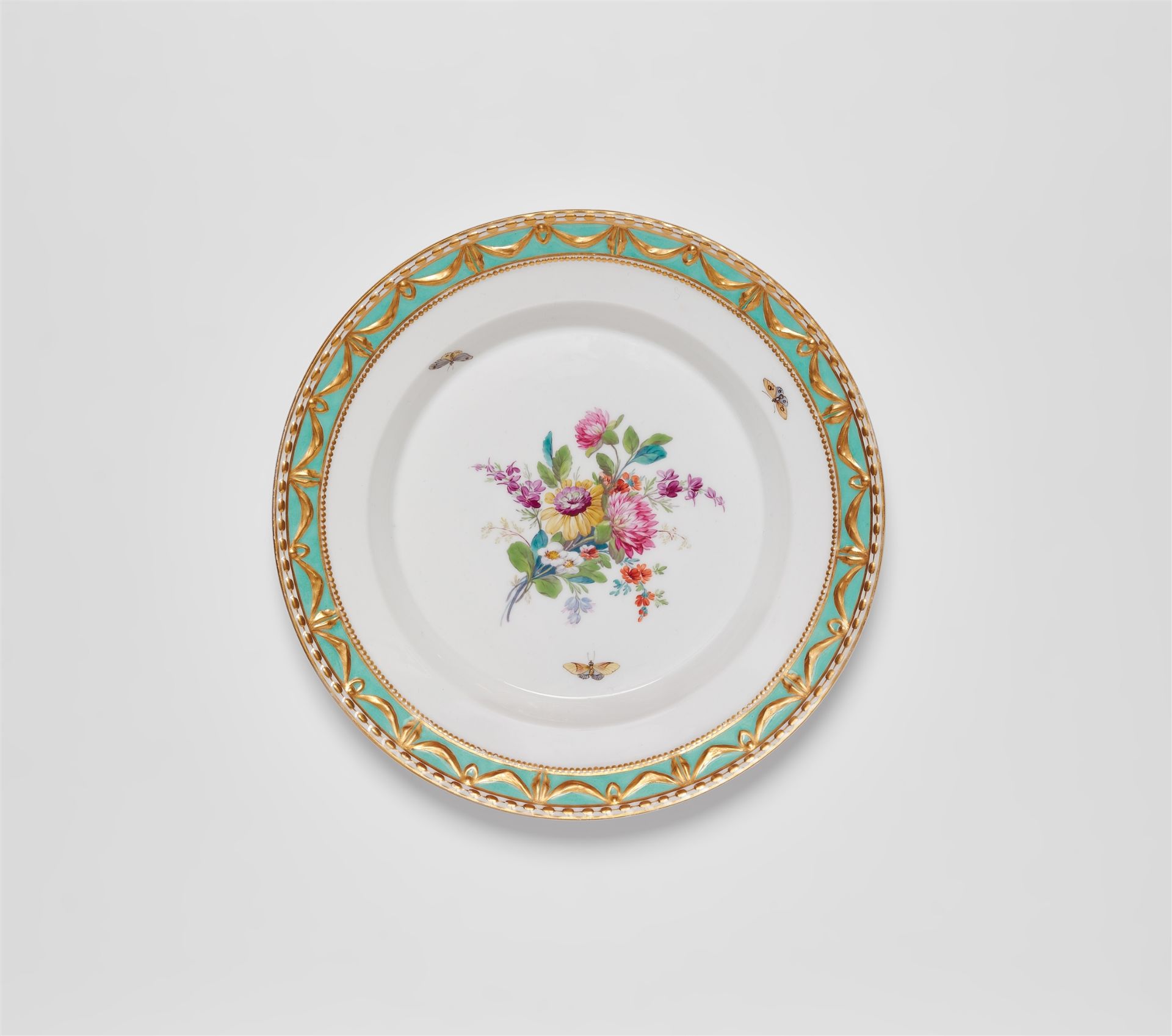 A Berlin KPM porcelain plate from a dinner service for Prince Heinrich of Prussia