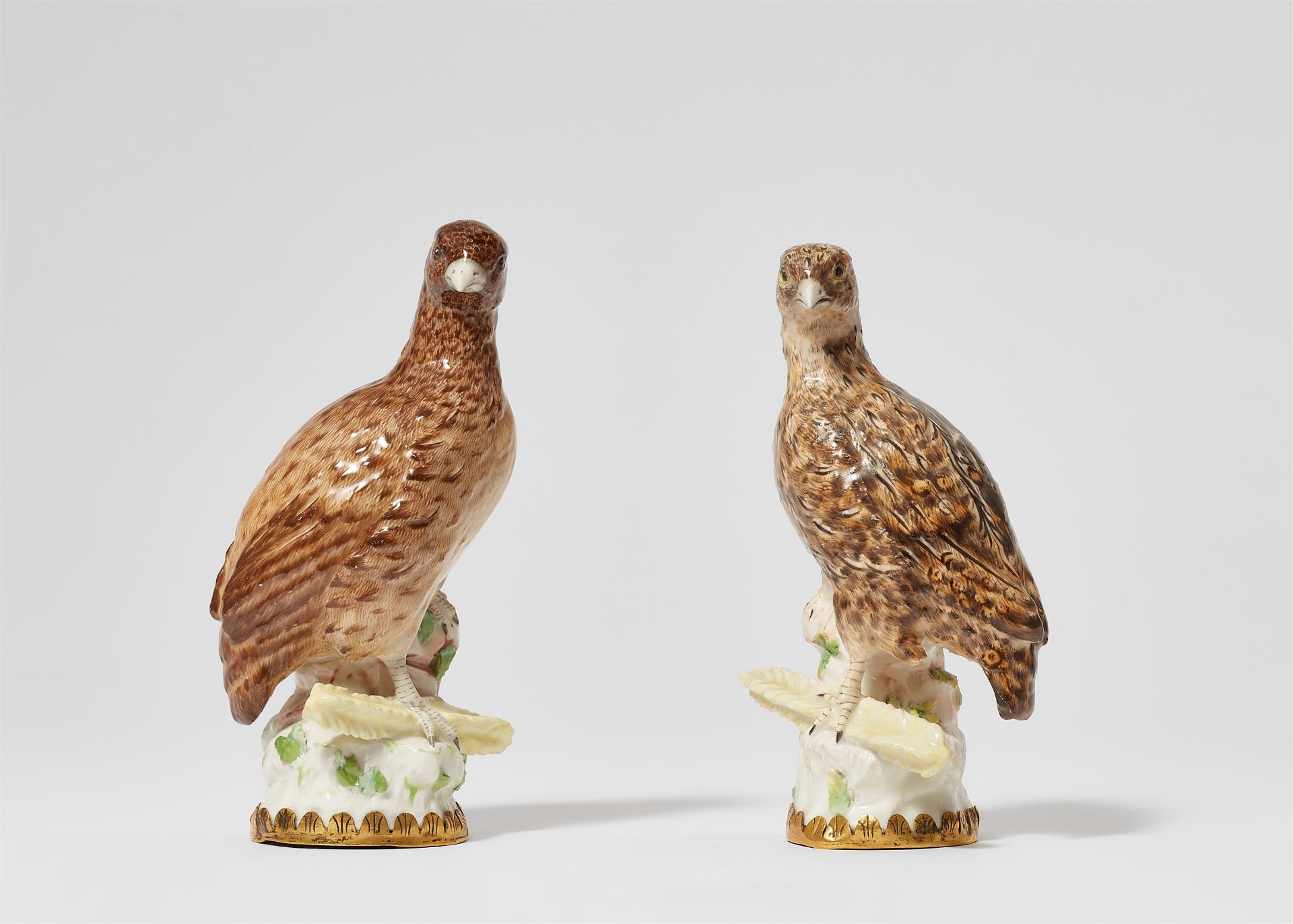 A rare pair of Berlin KPM porcelain quails