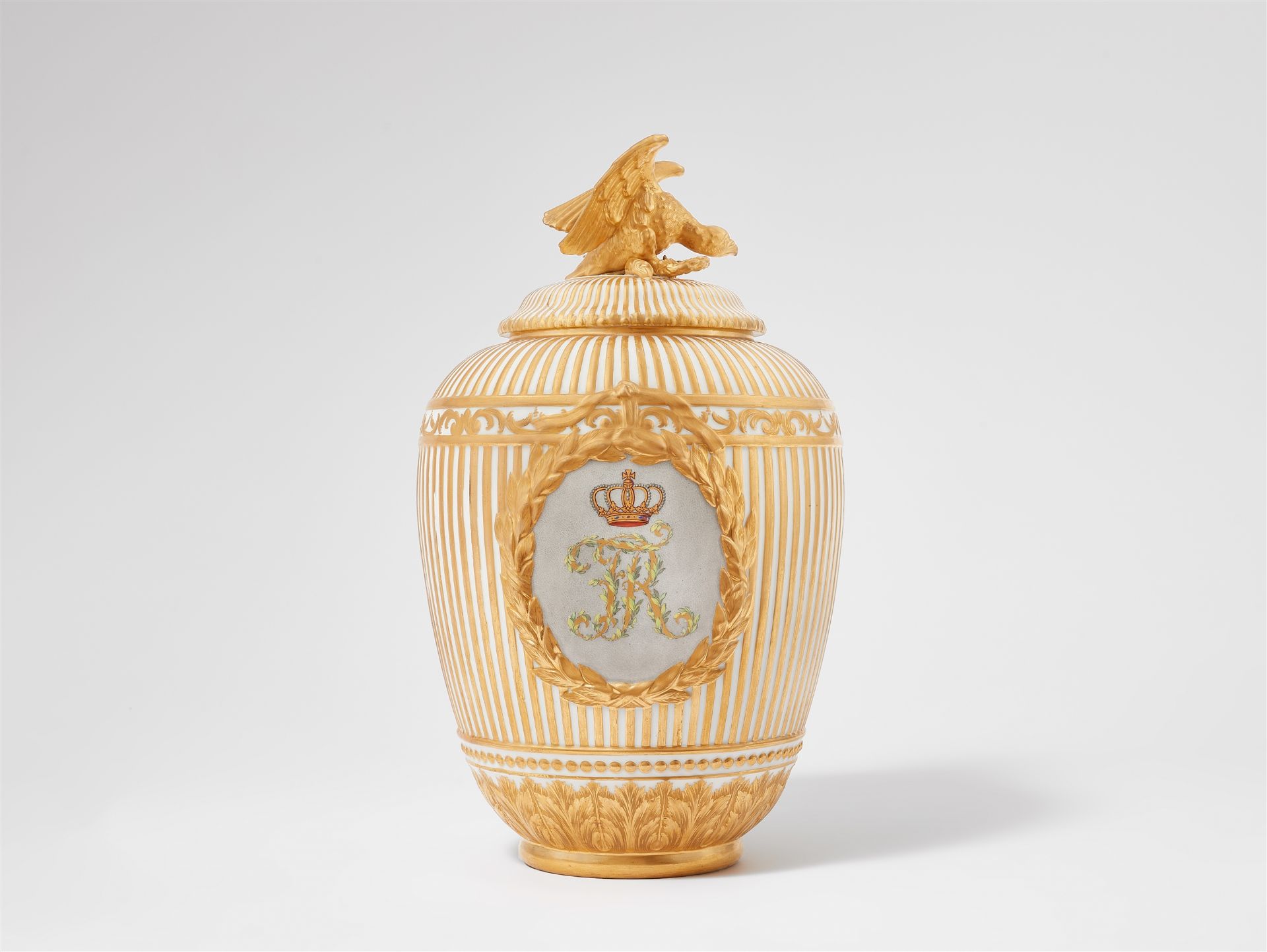 A Berlin KPM porcelain vase and cover with a portrait of King Frederick II from the possession of th - Image 2 of 5