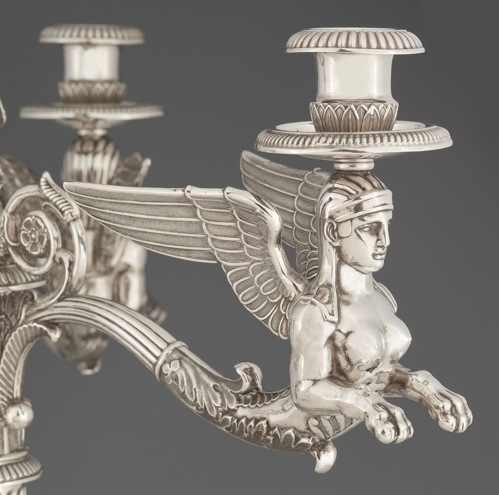 A pair of large Empire Berlin silver candelabra - Image 2 of 5