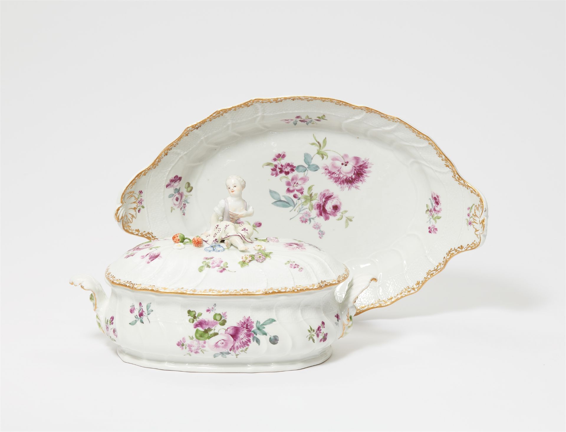 A Meissen porcelain tureen and stand from a dinner service for King Frederick II