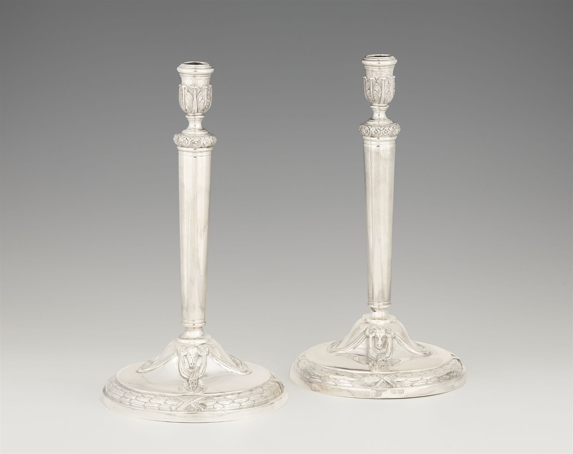 A pair of Berlin Louis XVI silver candlesticks