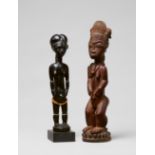 BAULE FEMALE FIGURE AND TWO AKAN FIGURES