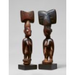 TWO YORUBA SHANGO STAFFS, Oshe Shango