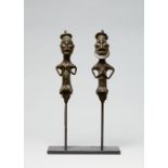 PAIR OF YORUBA BRASS STAVES , Edan ogboni