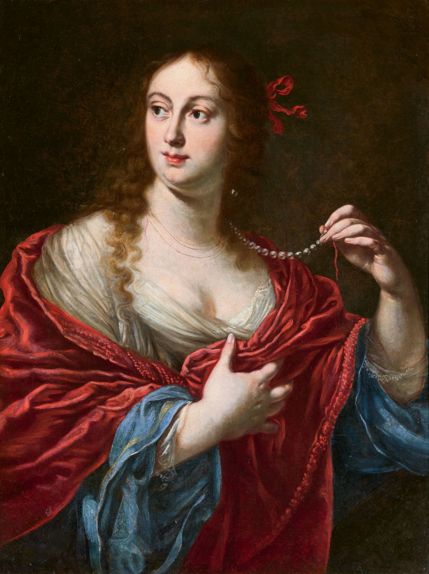 Justus Sustermans, Vittoria della Rovere, Großherzogin von Toskana (1622-1694), eine zerrissene Perl