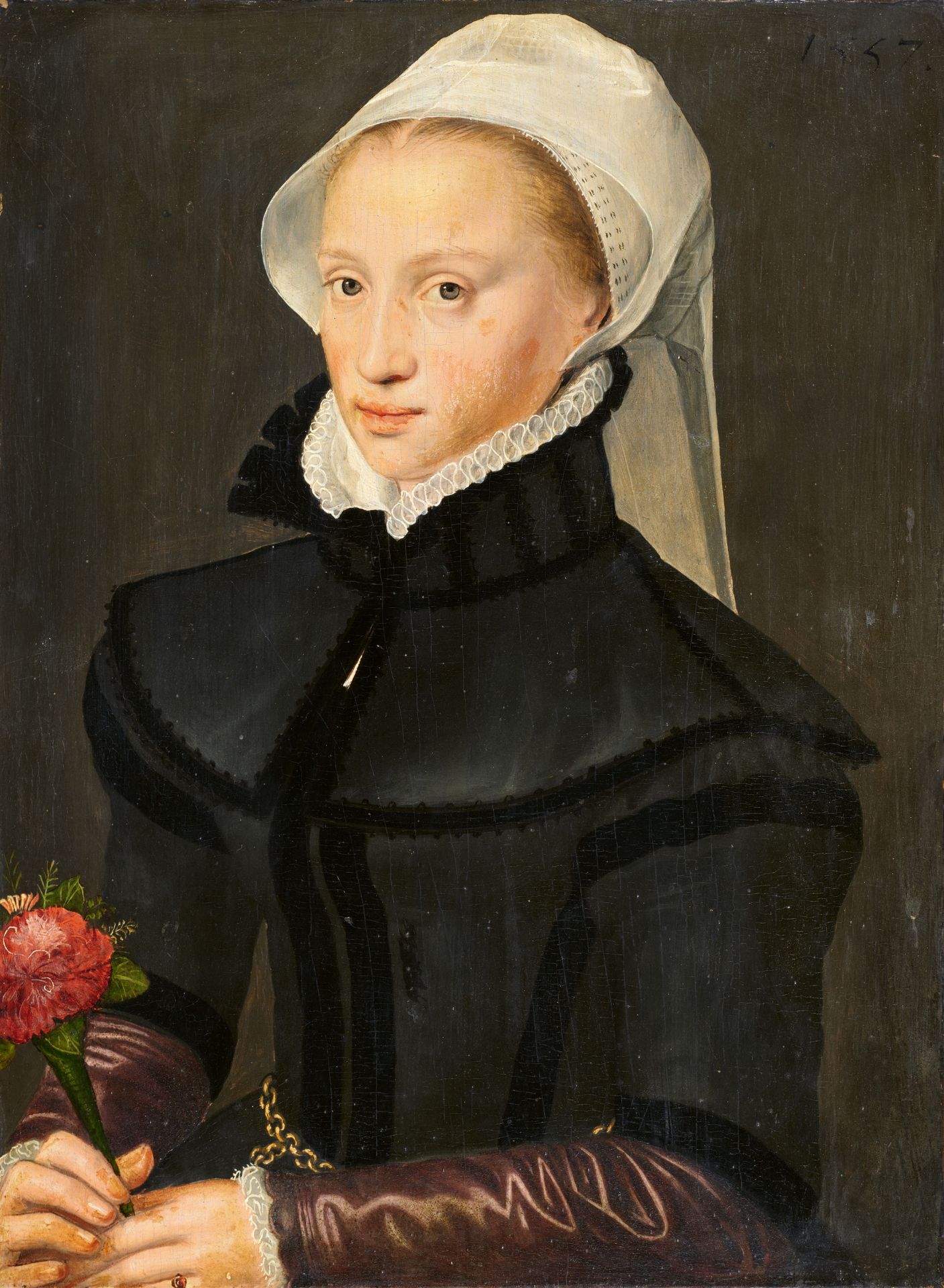 Flemish School, Portrait of a Young Woman with a Carnation