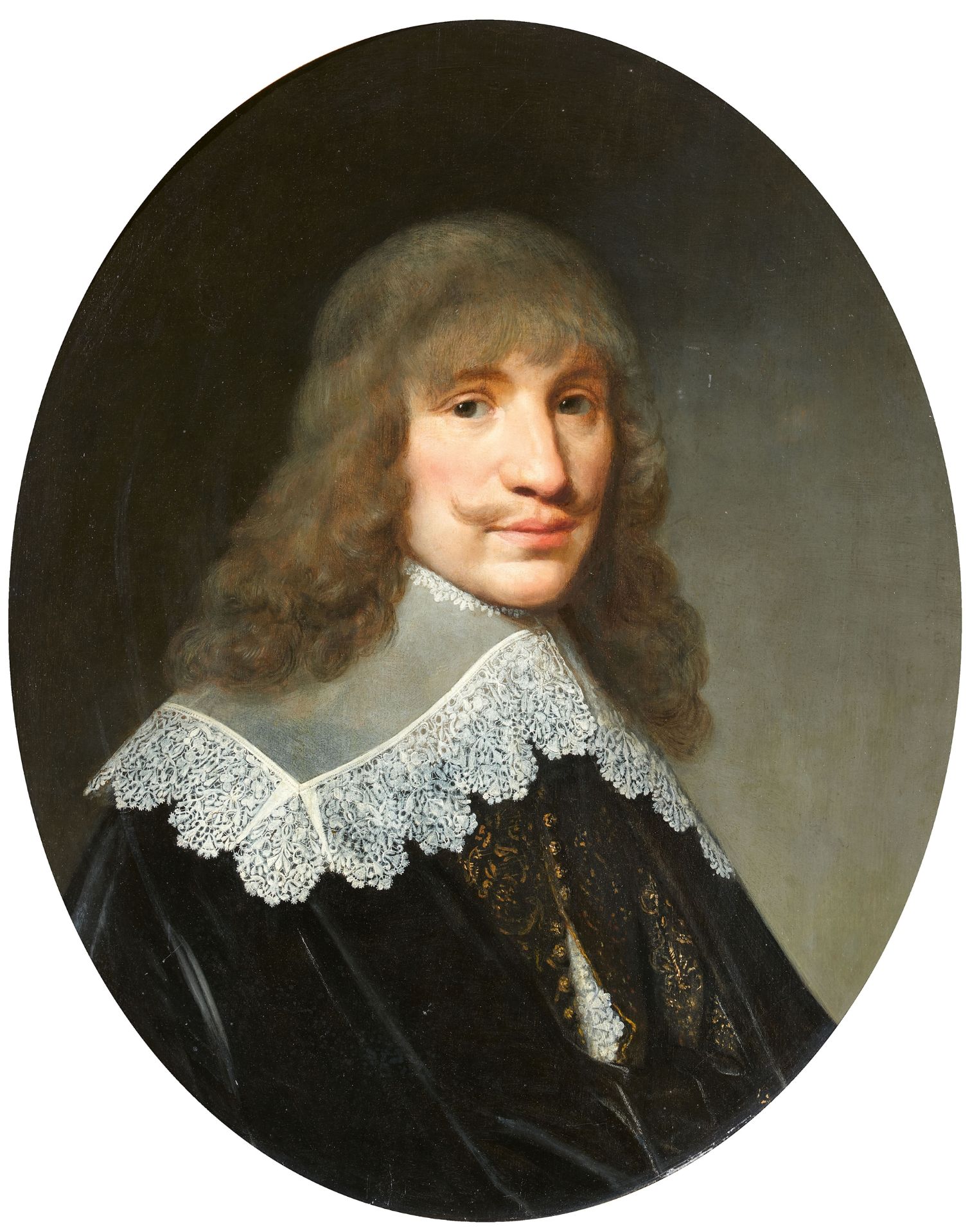 Jan Anthonisz. van Ravesteyn, Two Portraits: Portrait of a Man in a black Robe with a white Collar,  - Image 2 of 2