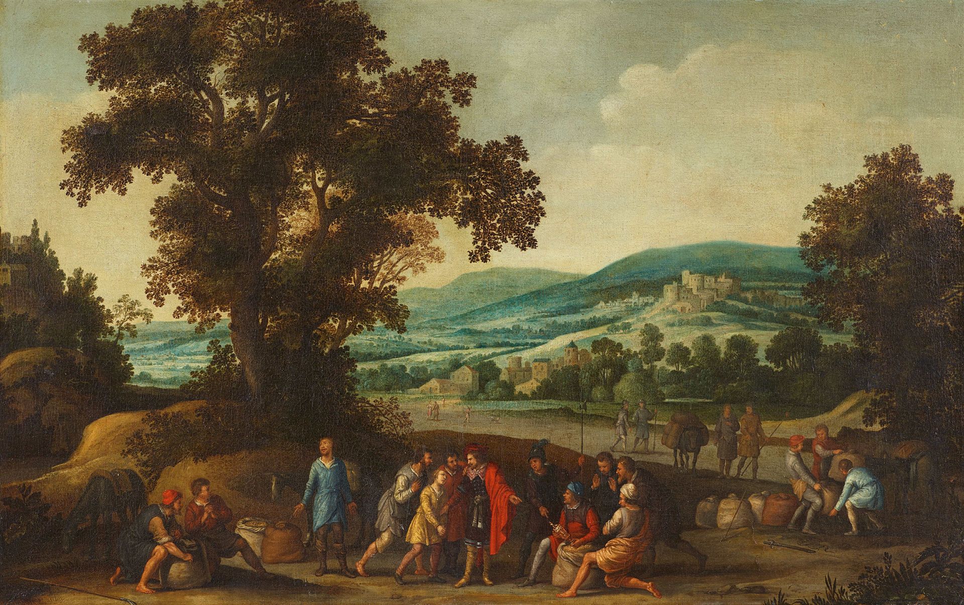 Reyer Claesz., called Suycker, Panoramic Landscape with the Discovery of the Beaker of Benjamin