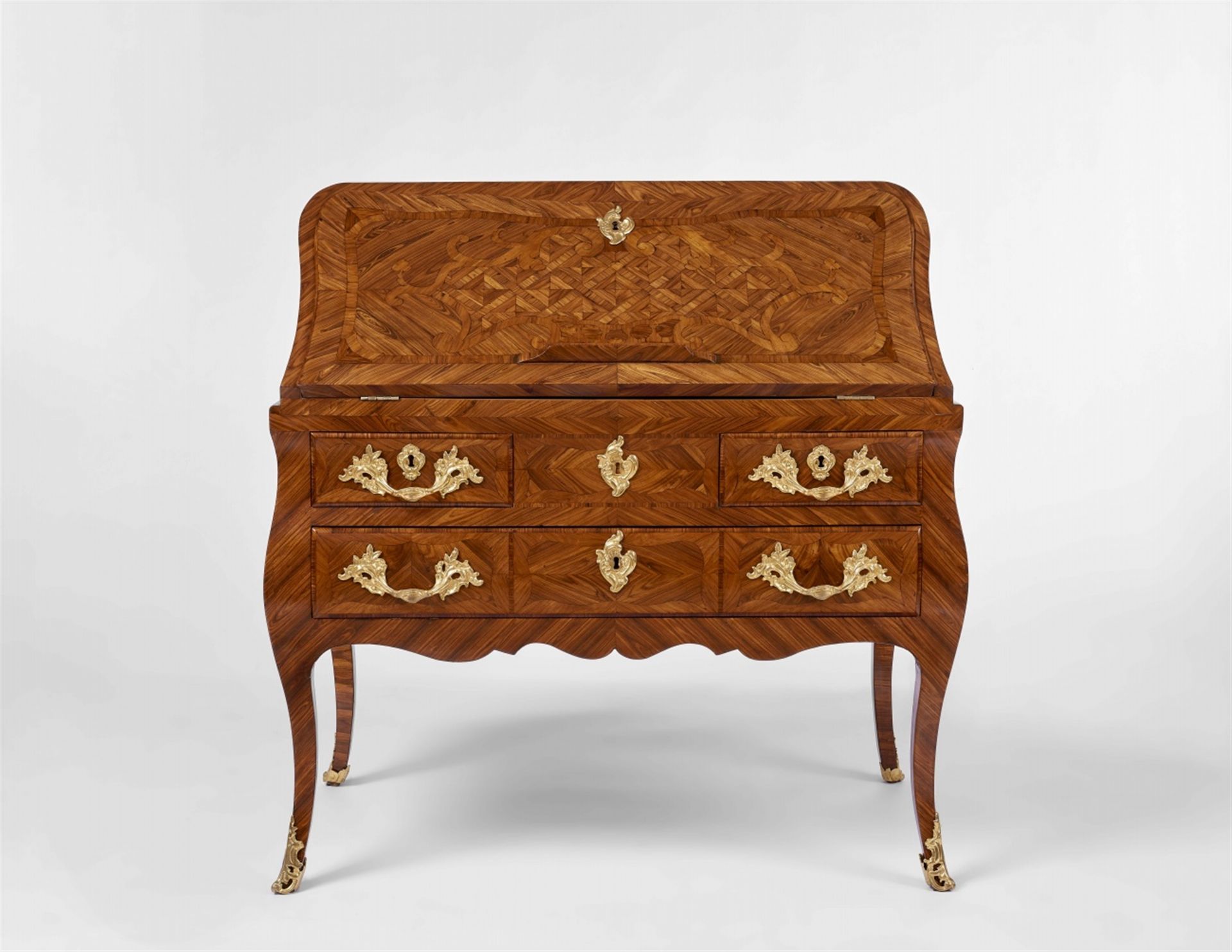 A Montbéliard marquetry bureau with the stamp of Abraham-Nicolas Couleru