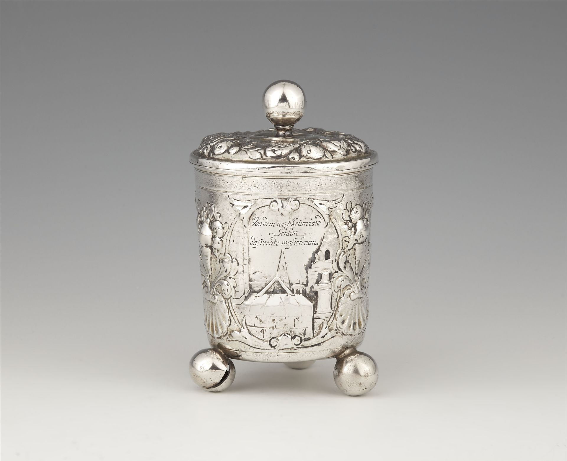 An Augsburg parcel gilt silver beaker and cover - Image 2 of 4
