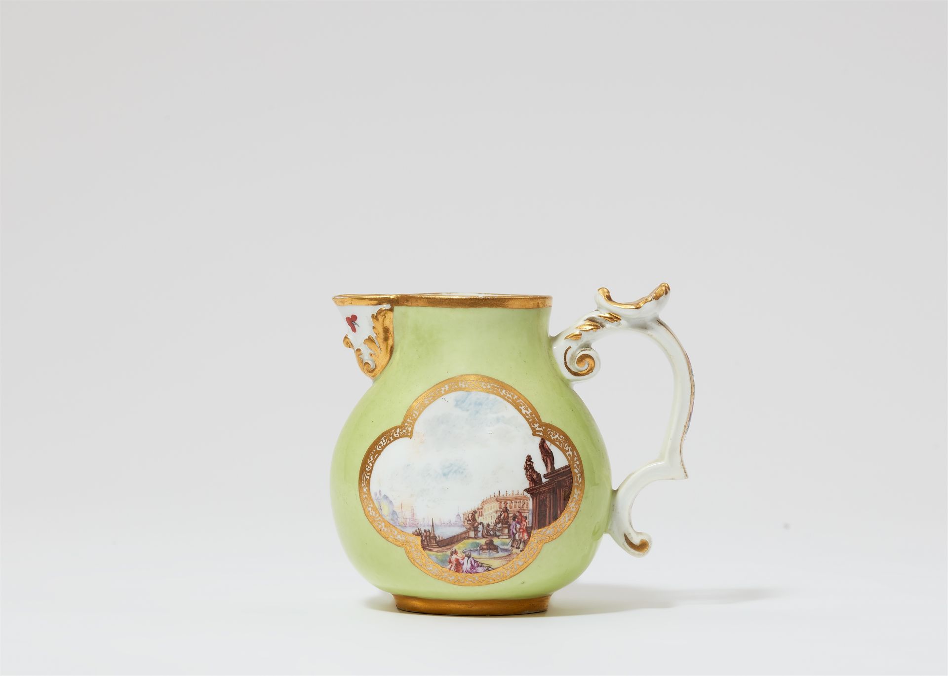 Three items from a Meissen porcelain service with apple green ground - Image 2 of 2