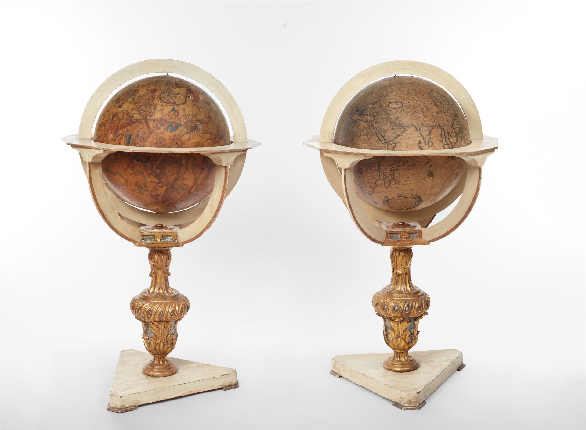 Celestial and terrestrial globes by Matthaeus Greuter